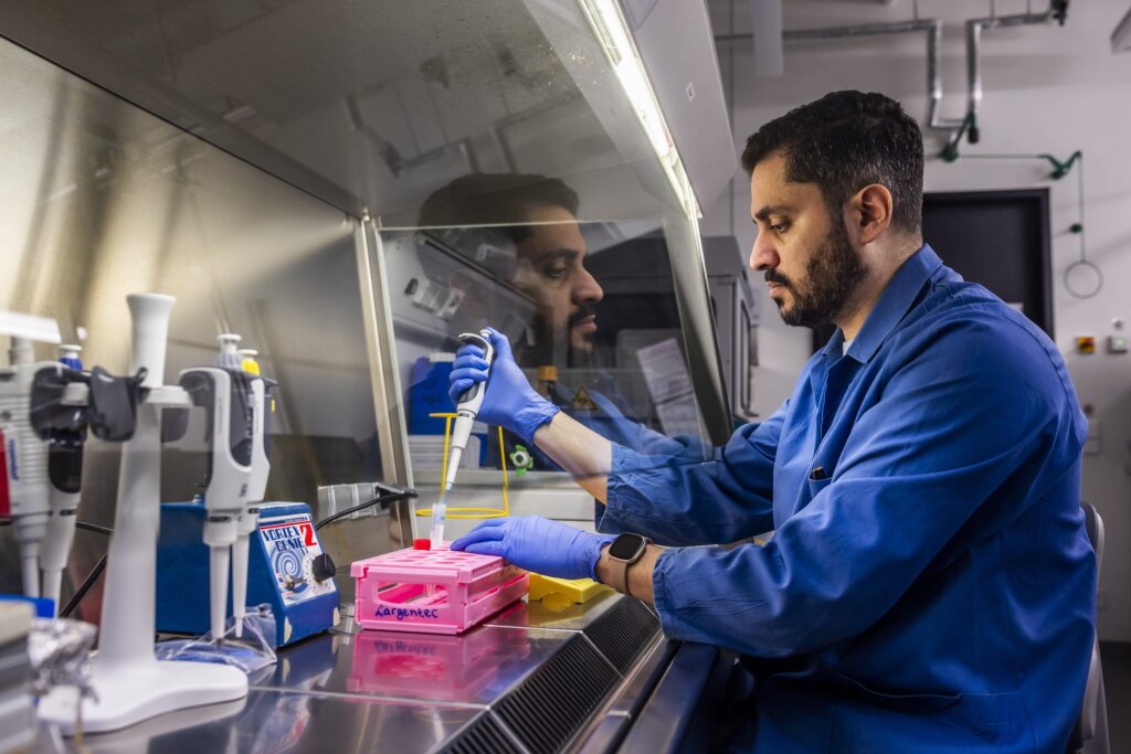 A man works in a lab